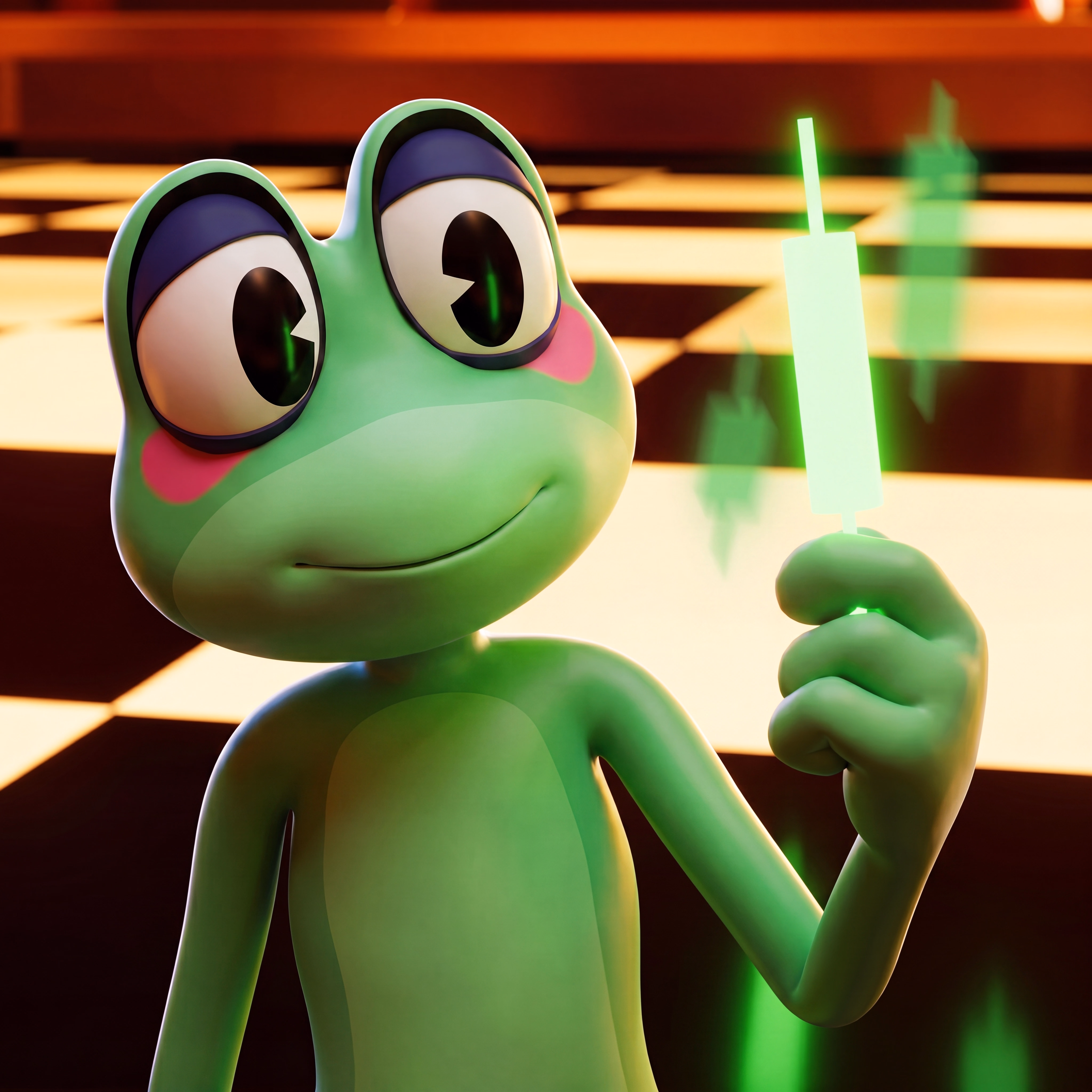 Ribbit holding green candle